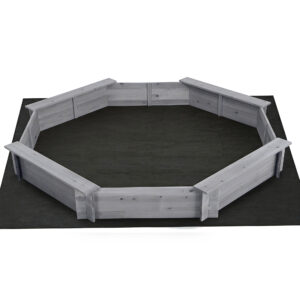 Keezi Kids Sandpit Wooden Round Sand Pit with Cover Bench Seat Beach Toys 182cm Grey