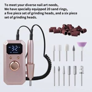 Professional Nail Drill: Quiet and Efficient, LED Digital Display, 31 Accessories for All-in-One Use, Easy for Beginners to Master。white