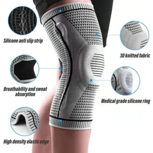 Flexa Knee Sleeve Elite - For Knee Pain | Compression Sleeve With Side Stabilizers, Arthritis & Injury Relief | Men & Women’S Knee Brace For Sports, Running & Meniscus Tears (2, Grey Medium)