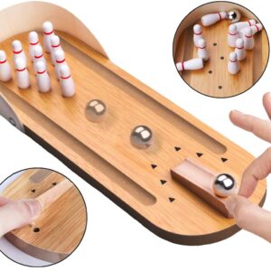 Mini Bowling Game Set for the Office - Mini Arcade Game for the Office - Mini Bowling Alley - Stress-Relief Gadget for the Office - Finger Toy - Fun and Quirky Gift - Suitable for All Ages