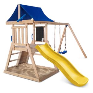 Lifespan Kids Hazelbrook Swing Set & Play Centre with 1.8m Slide (Yellow)