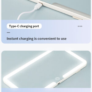 White double button Car Sun Visor Makeup Mirror with LED Light - Tri-Color, Touch Control