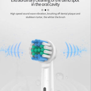 Black Rotating Round Head Electric Toothbrush Kit with 8 Heads & Case - 3D Oscillating Mechanical Cleaning for Deep Plaque Removal
