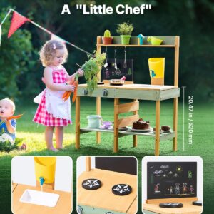 Wooden Mud Kitchen Outdoor Toy Play Kitchen Set for Kids Pretend Playset